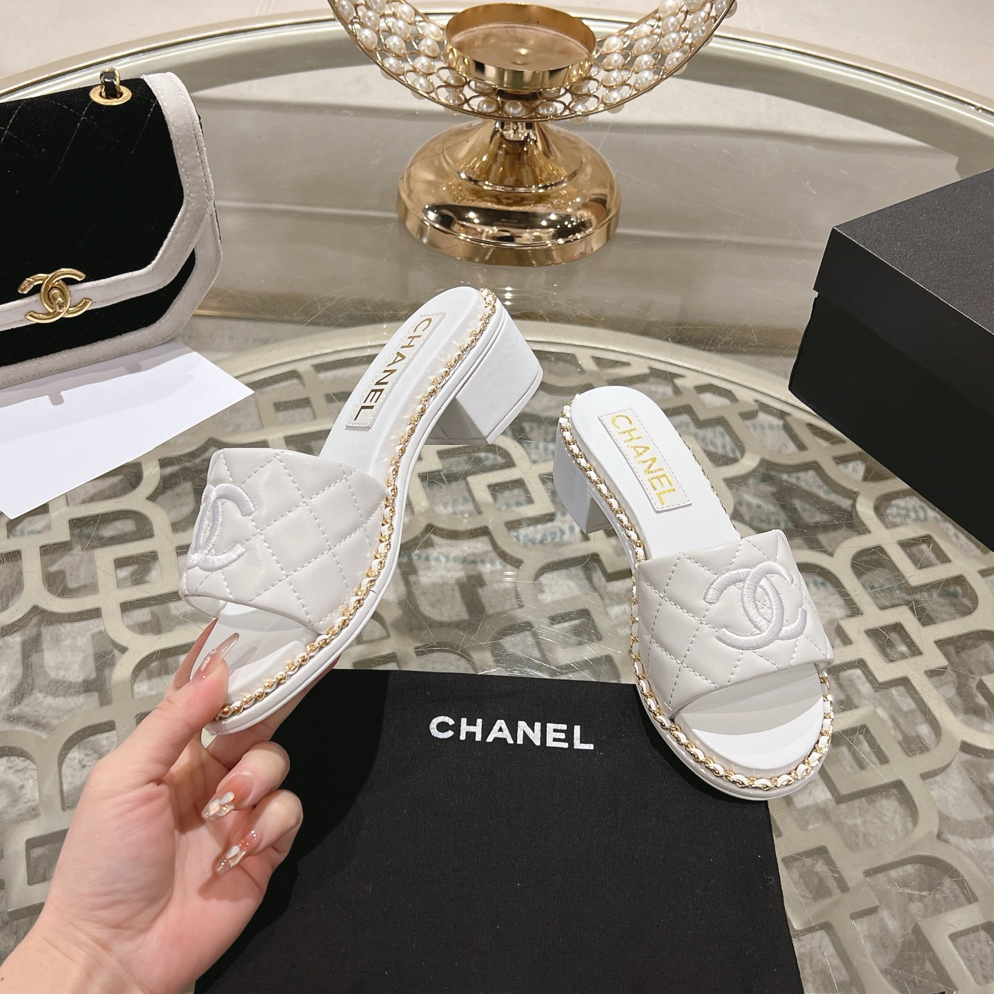 Chanel Slipper Sandals Heels Shoes