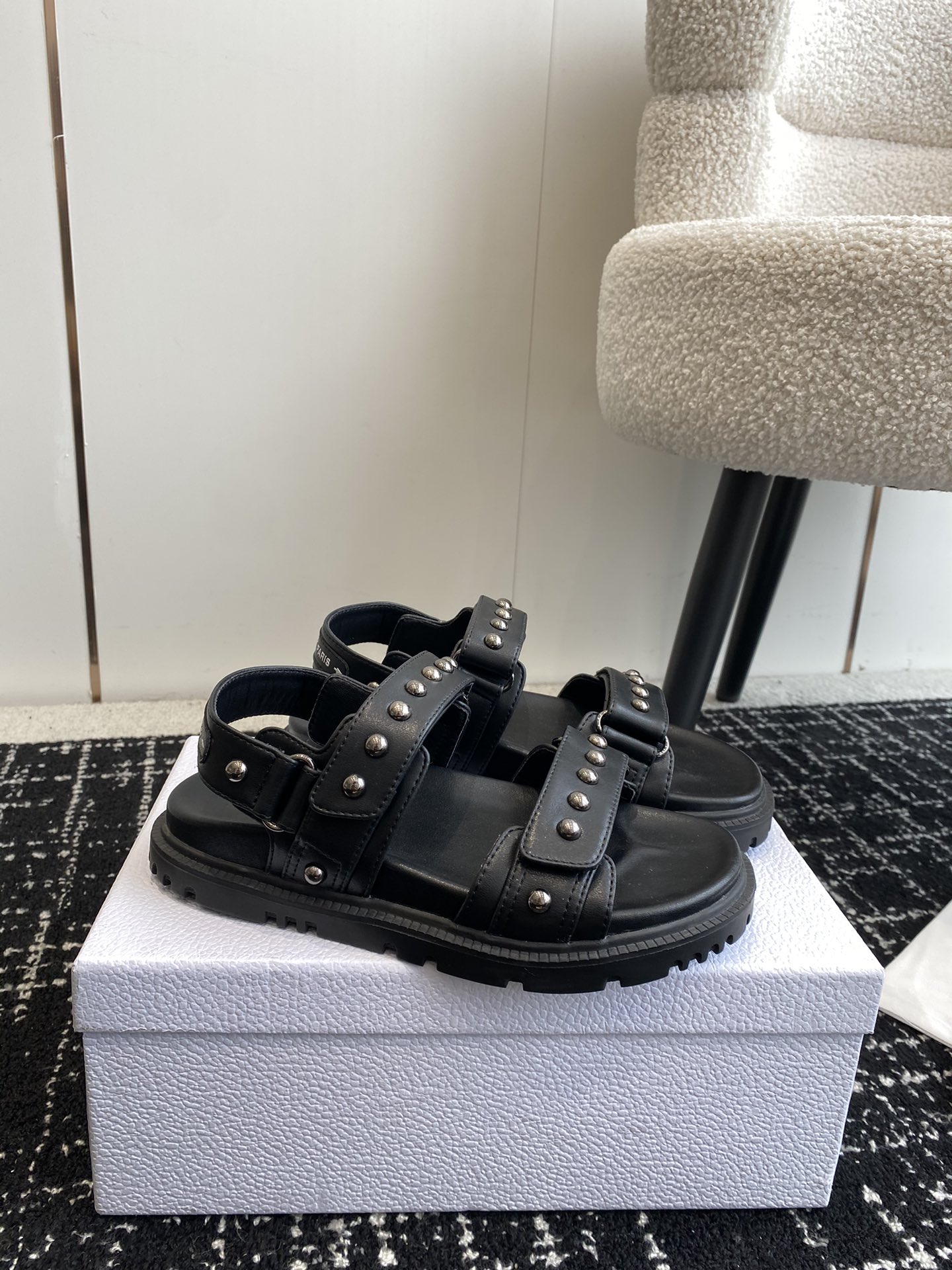 Dior Dioract One Strap Studded Flat Sandals Slipper Shoes