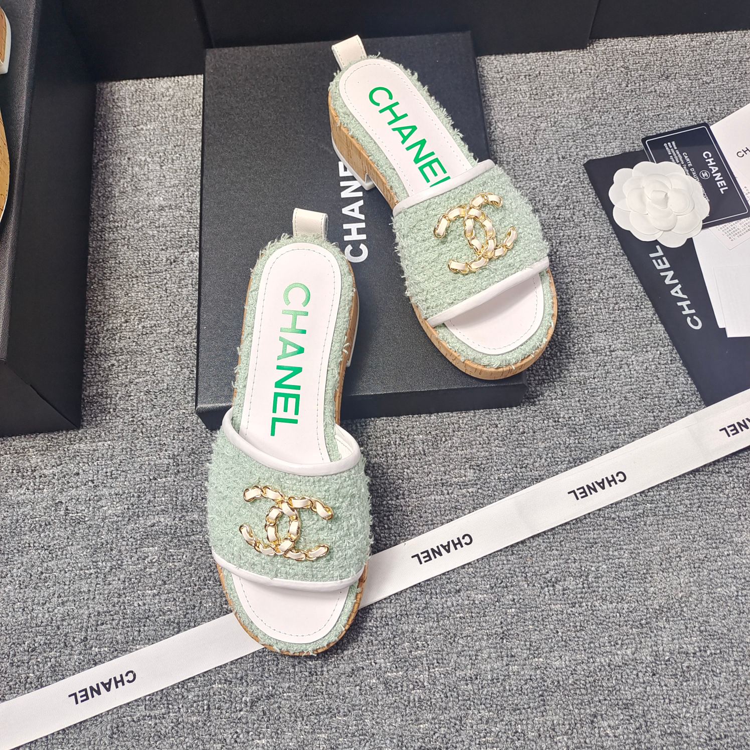 Chanel Chunky Chain Alphabet High Heels Sandals Slippers Shoes