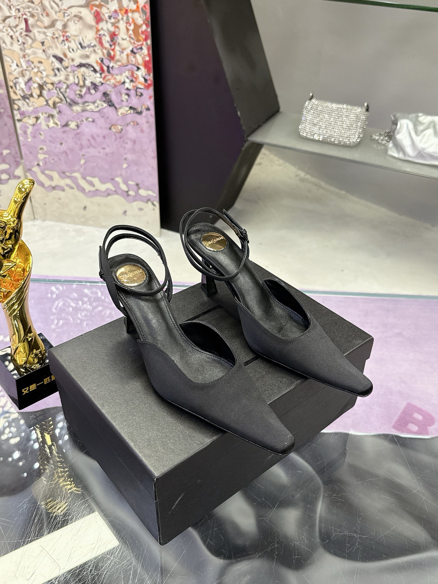 Saint Laurent YSL Classic Pointed Toe Heels Sandals Slippers Shoes