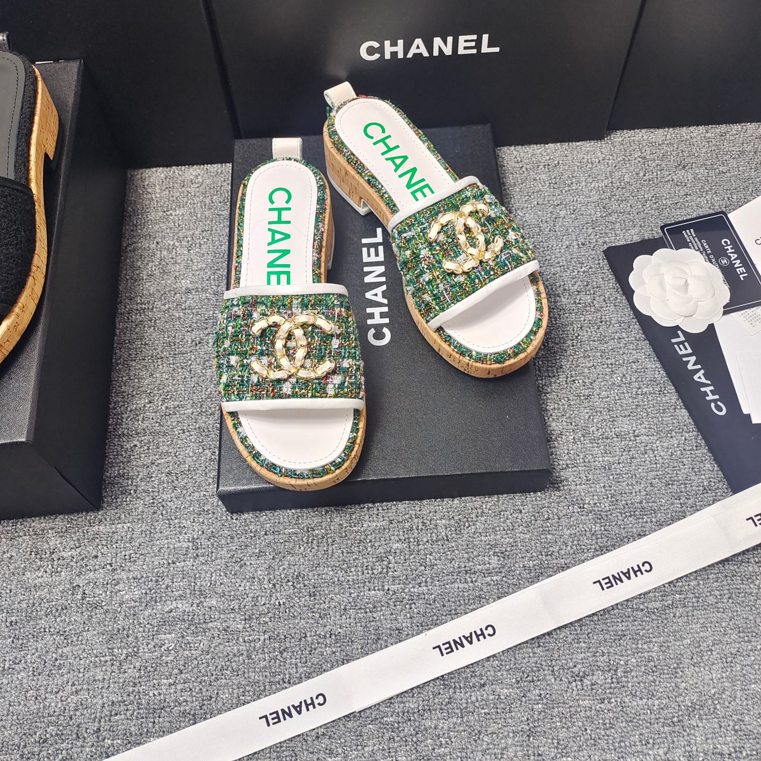 Chanel Chunky Chain Alphabet High Heels Sandals Slippers Shoes