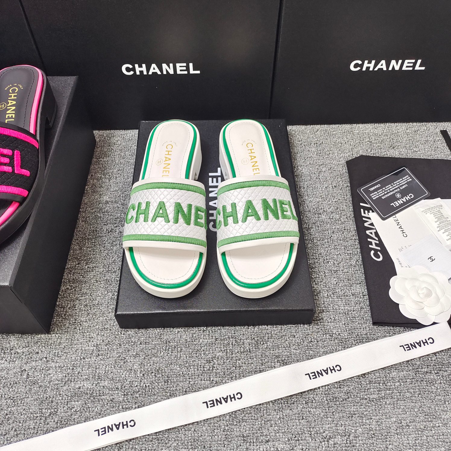 Chanel Chunky Heeled Letter  High Heels Sandals Slippers Shoes