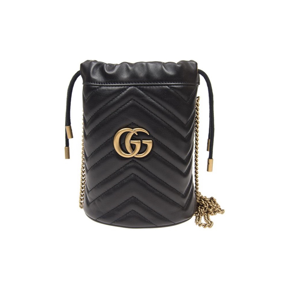 Gucci Marmont Drawstring Leather Bucket Bag Totes Bag