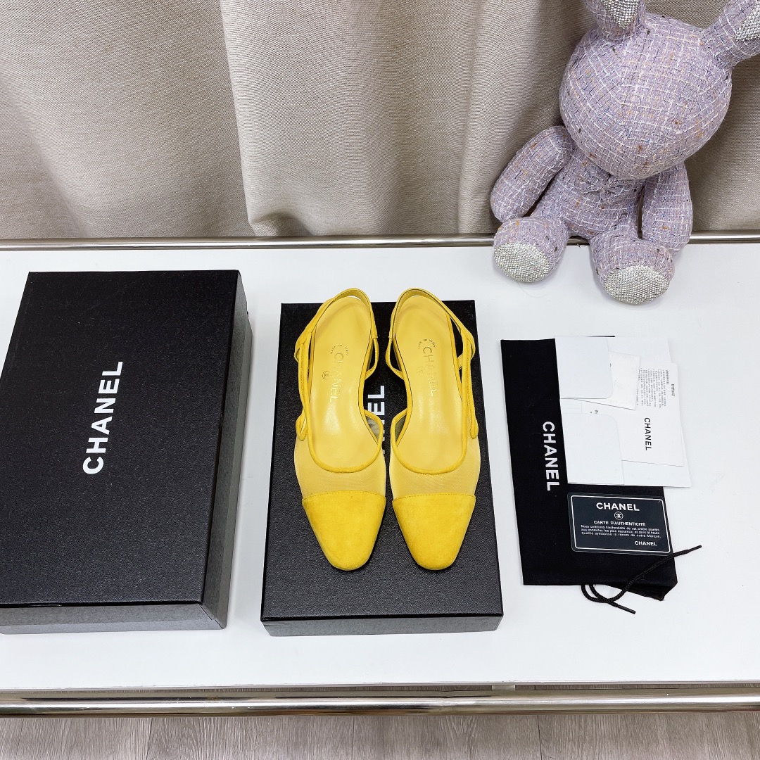 Chanel Chunky Heel High Heeled Rear Hollow Sandals Slipper Shoes