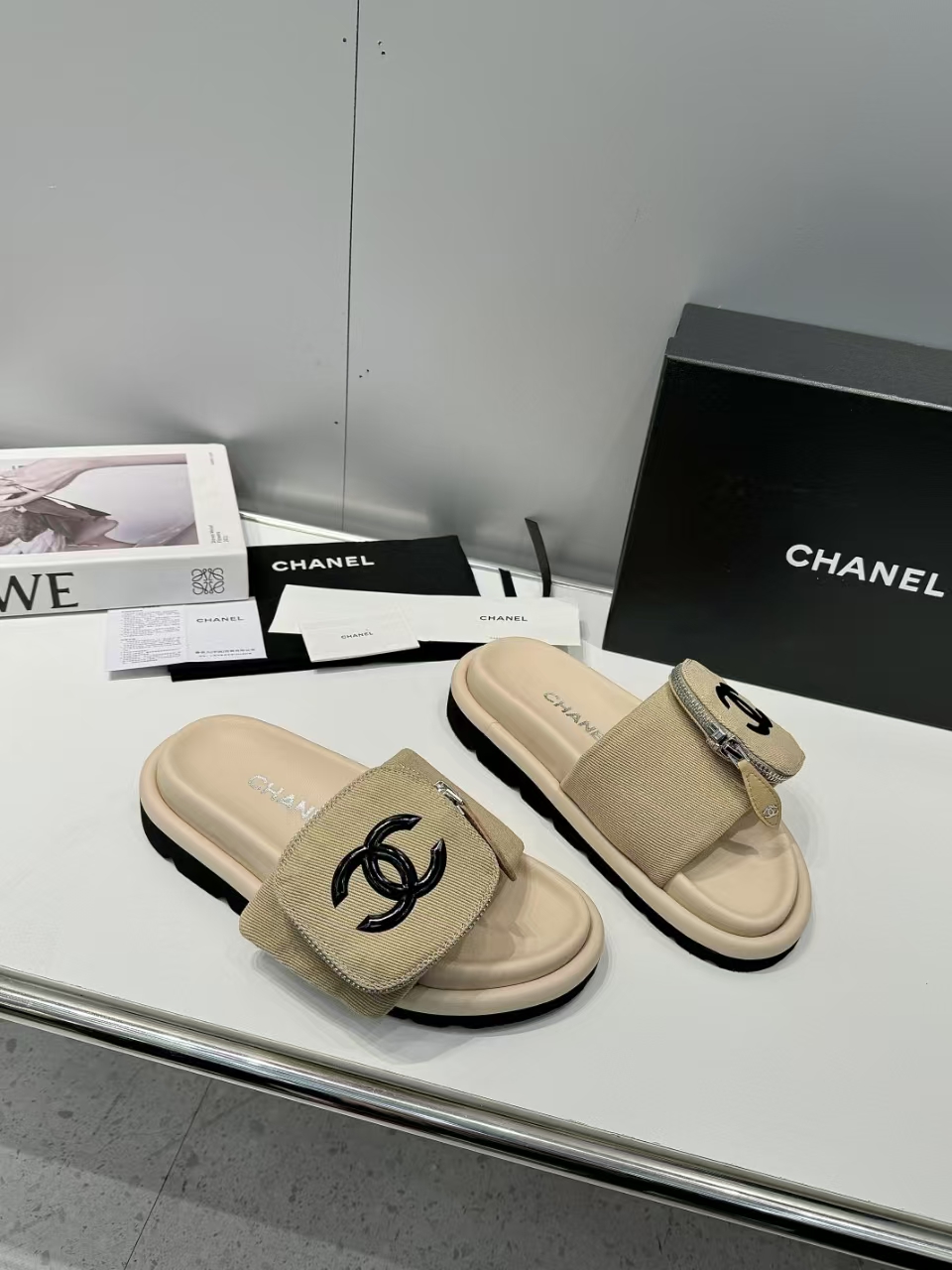 Chanel Embossed Logo Sandals Slipper Shoes