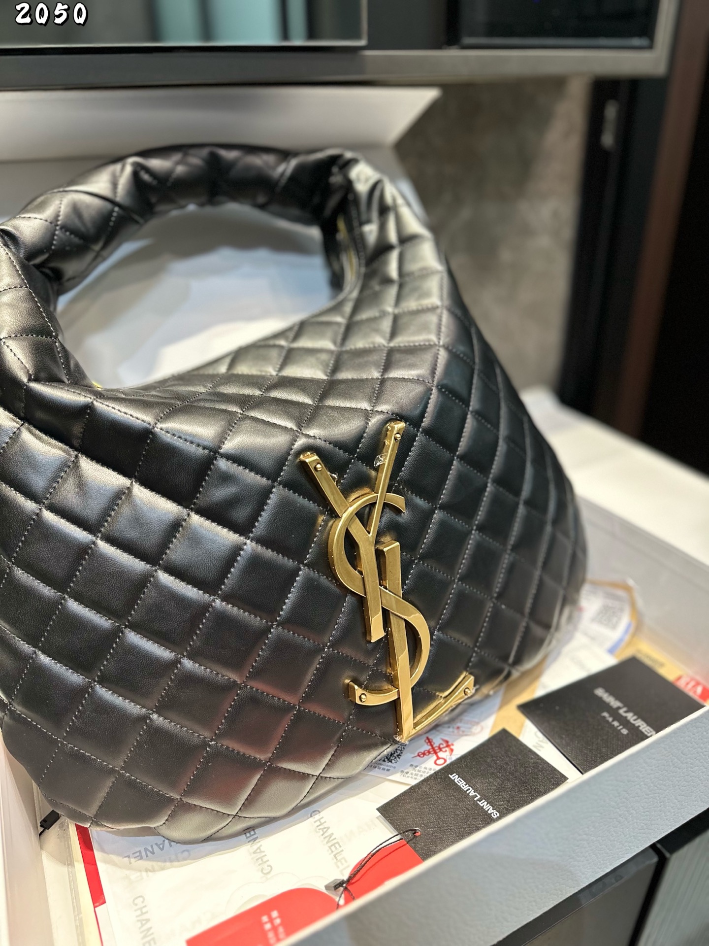 YSL Baby Icare 43cm Lambskin Tote Le Cassandre Quilting Crossbody 10A