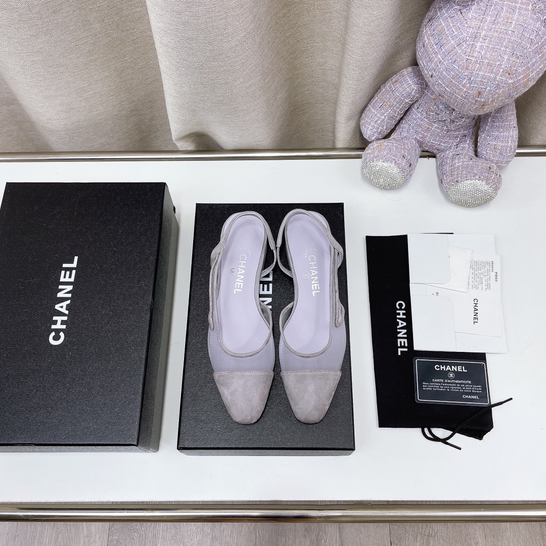 Chanel Chunky Heel High Heeled Rear Hollow Sandals Slipper Shoes