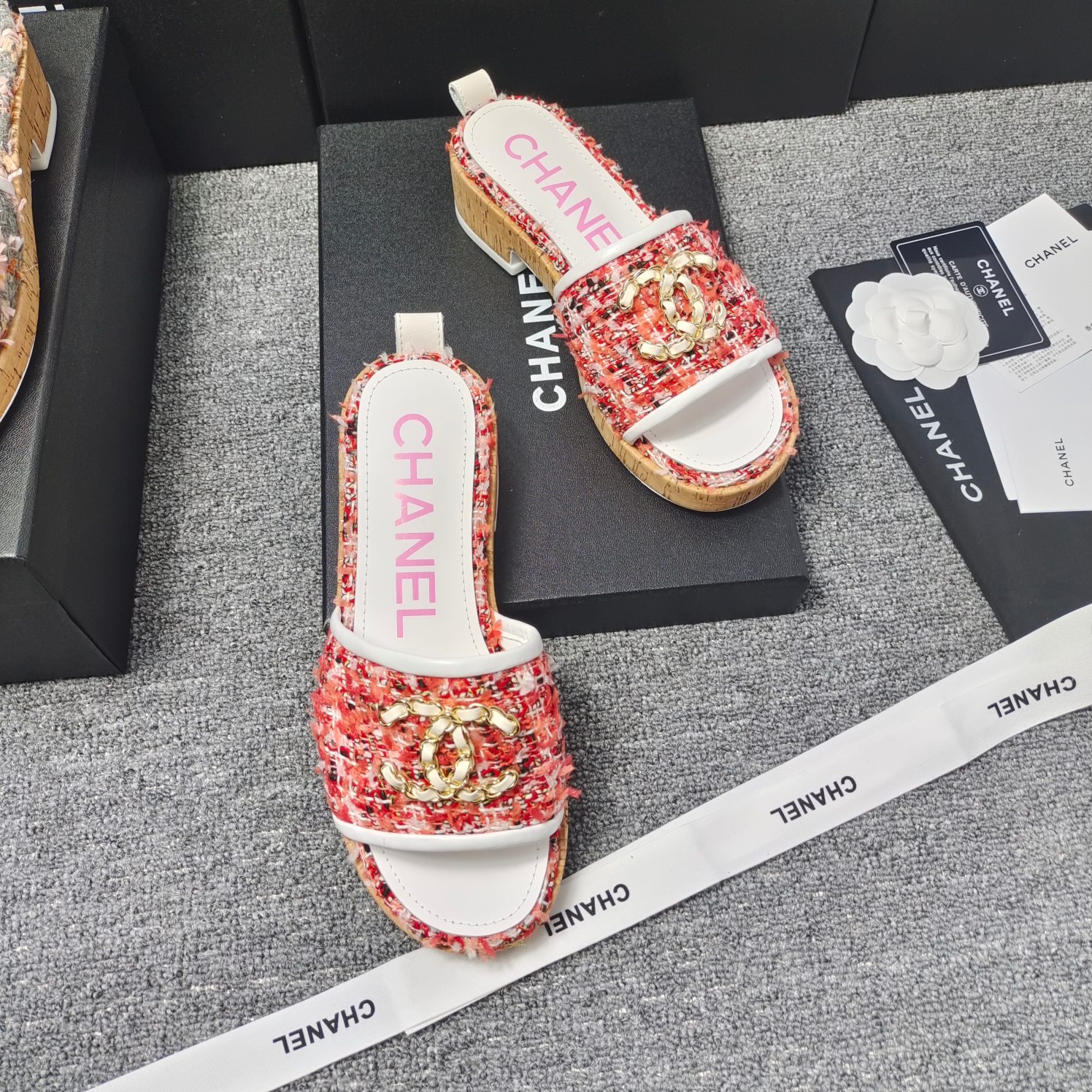 Chanel Chunky Chain Alphabet High Heels Sandals Slippers Shoes