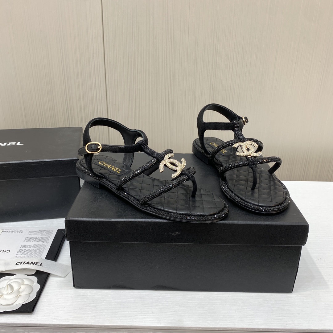 Chanel 25ss Chunky Heel Sandals Slippers Shoes