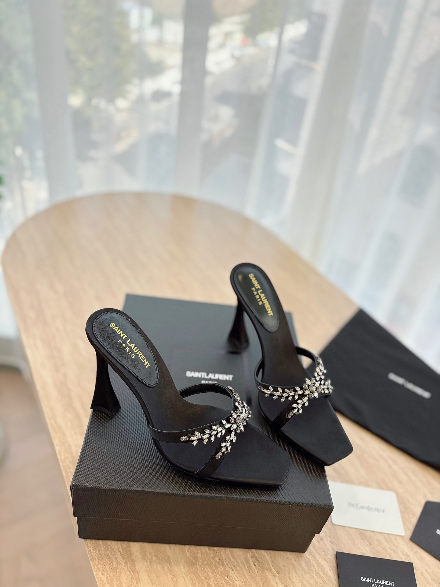 Saint Laurent YSL Big Rhinestone Heels Sandals Shoes