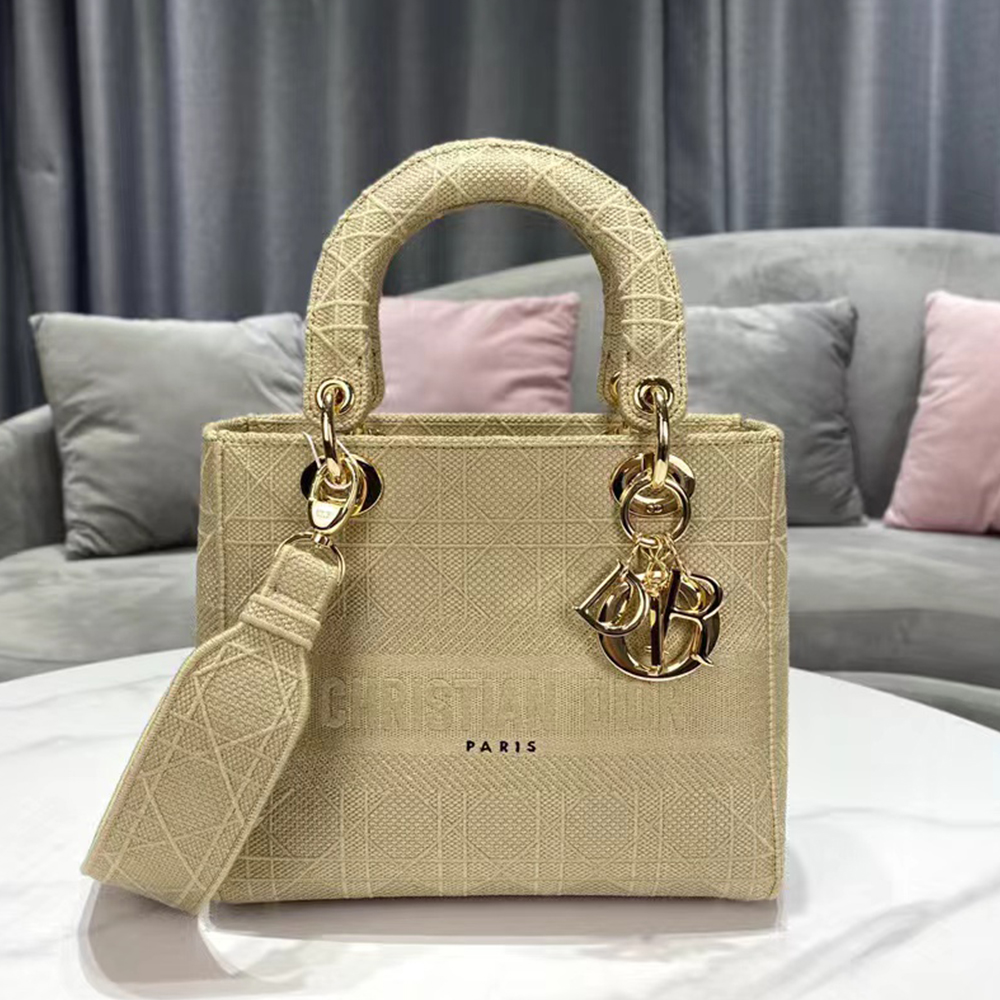 Dior Medium LADY Bag Cannage Embroidery