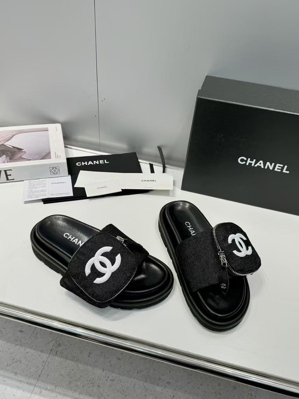 Chanel Embossed Logo Sandals Slipper Shoes