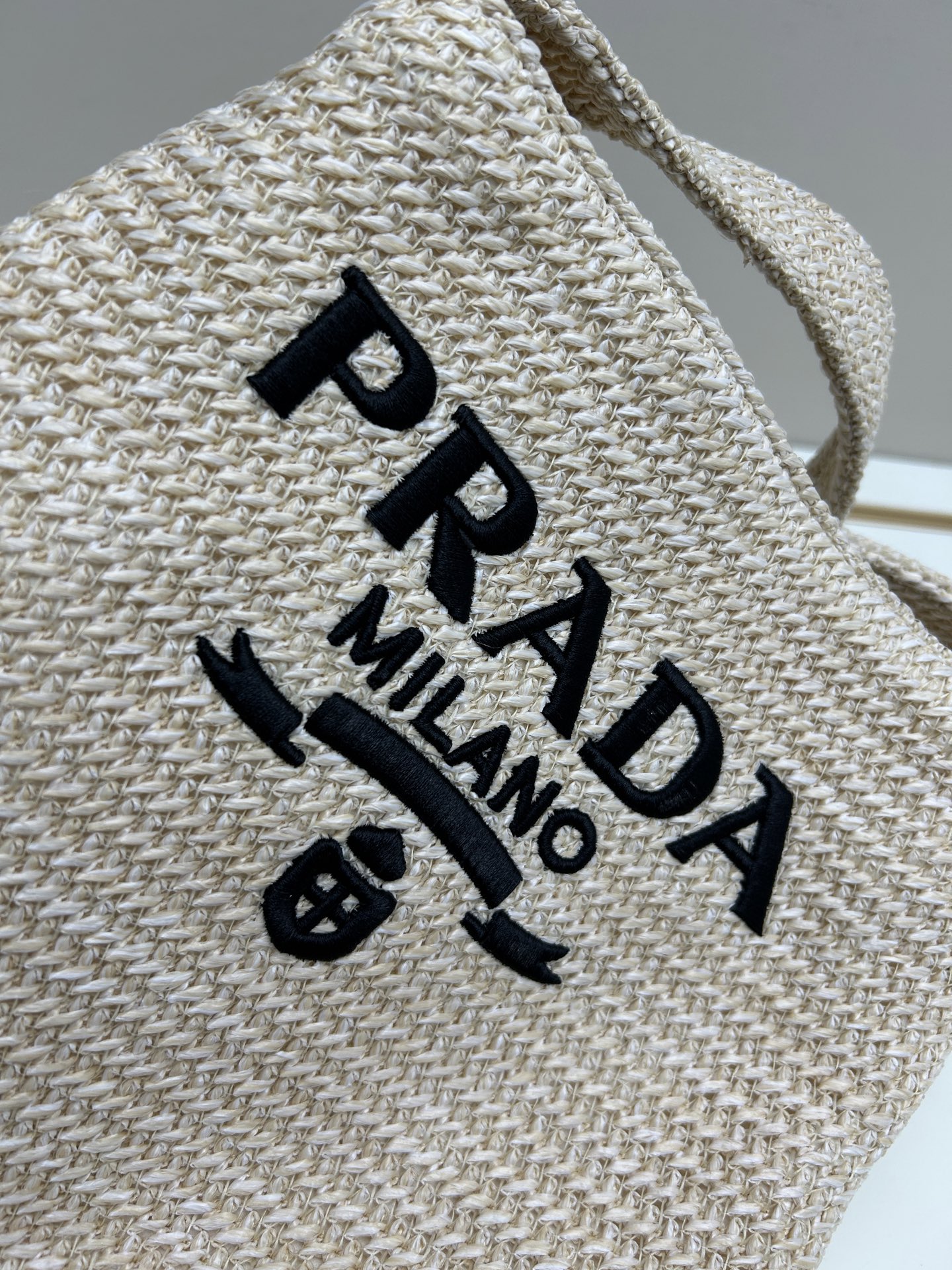 Prada 2552 Woven Tote with Triangle Plaque