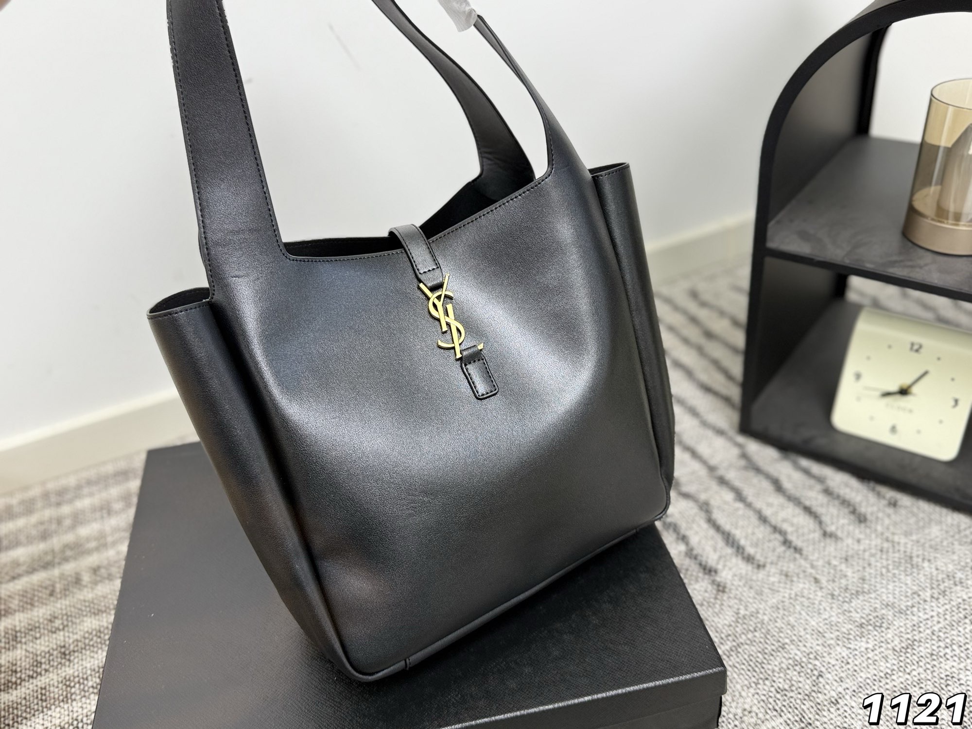 ​YSL Logo-Clasp Hobo Bucket Bag Soft Leather