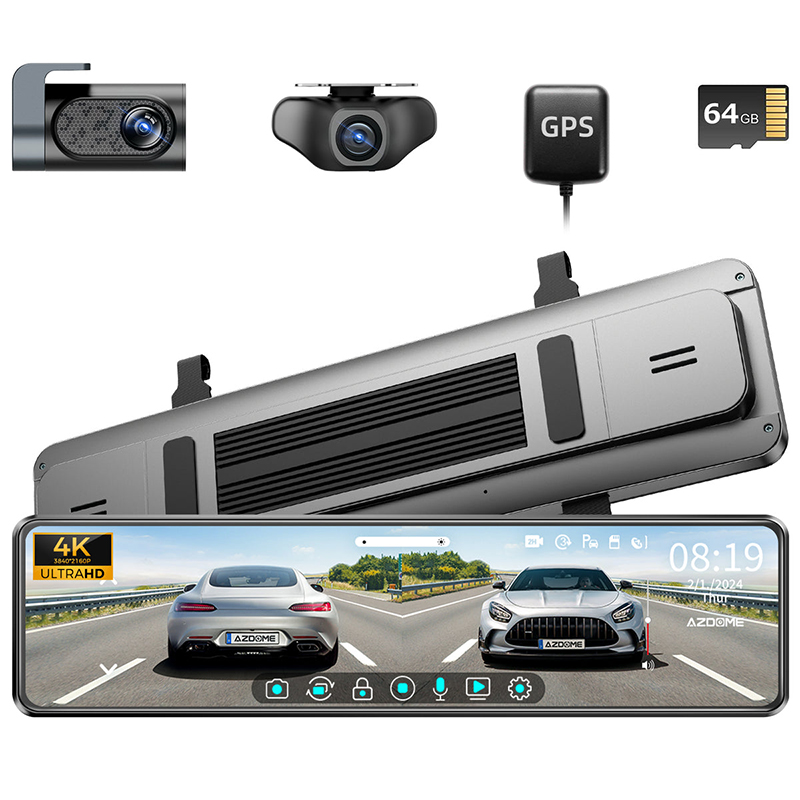 AZDOME PG18S 2CH Mirror Dash Cam 4K with 12
