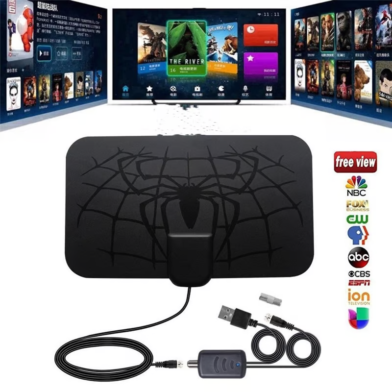 New spider pattern HDTV cable antenna 4K (5G chip, can be used worldwide)