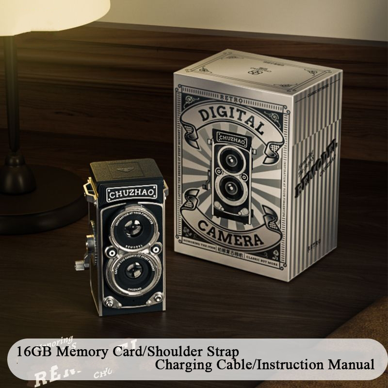 Retro Twin-Lens Digital Camera – Vintage CCD Mini Camera, HD Travel Pocket Camera for Students & Beginners