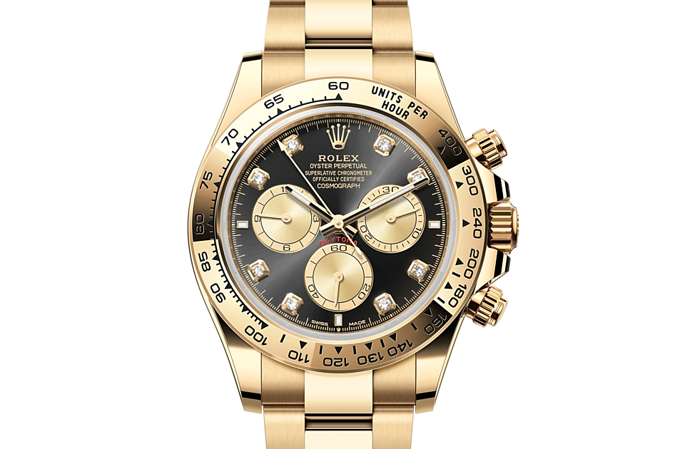 Rolex Yellow Gold Cosmograph Daytona 40 Watch - Black Diamond Dial - 116508 bkd