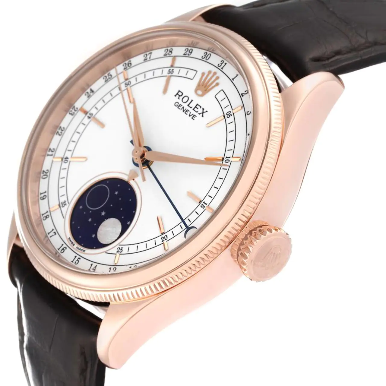Rolex Cellini Moonphase White Dial Rose Gold 39mm Mens Watch 50535 Ne