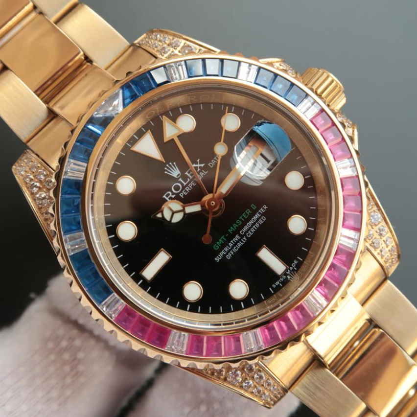 Rolex SUBMARINER GOLDEN BLUE / RED DIAMOND BLACK DIAL 40MM