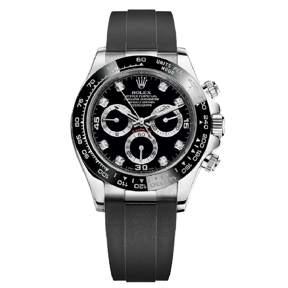 Rolex Daytona White Gold Black Dial Oysterflex Strap 116519LN-0025 Unworn