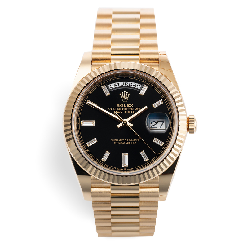 ROLEX 228238 DAY-DATE 40MM PRESIDENT 18K YELLOW GOLD SILVER ROMAN DIAL