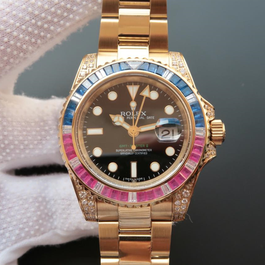 Rolex SUBMARINER GOLDEN BLUE / RED DIAMOND BLACK DIAL 40MM