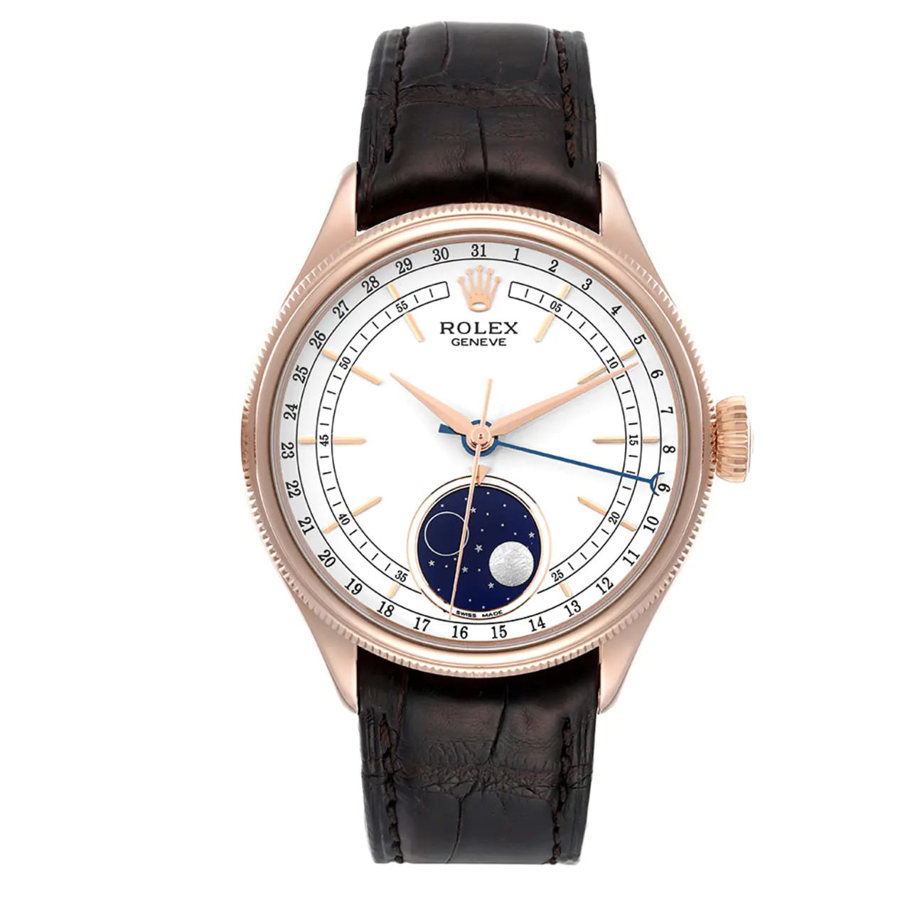 Rolex Cellini Moonphase White Dial Rose Gold 39mm Mens Watch 50535 Ne