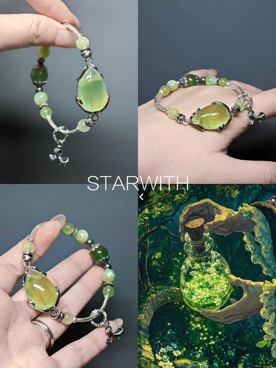 Green chalcedony condenses new grass,Divine light infuses the potion cup.