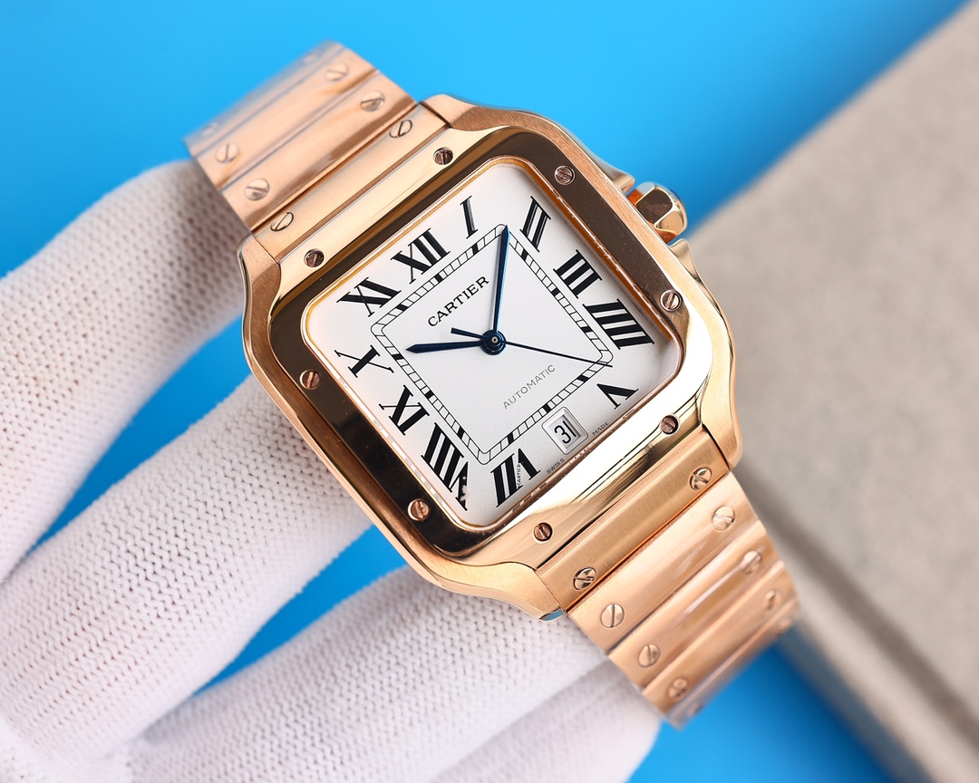 Cartier Santos 2025 White Shell 1250 Chroma+50 Multi-Tone Dial, Ceramic & Steel Hybrid, 100M Waterproof, Limited Edition Luxury Sport Watch