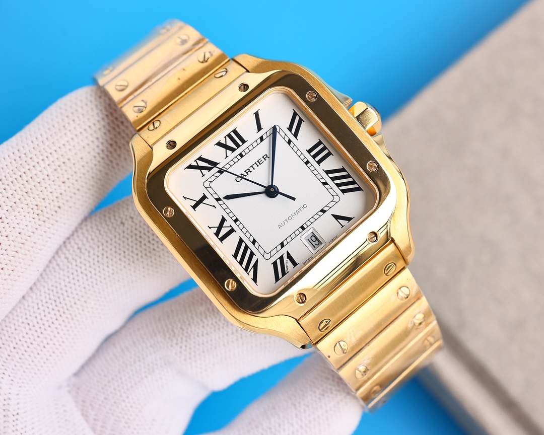Cartier Santos 2025 White Shell 1250 Chroma+50 Multi-Tone Dial, Ceramic & Steel Hybrid, 100M Waterproof, Limited Edition Luxury Sport Watch