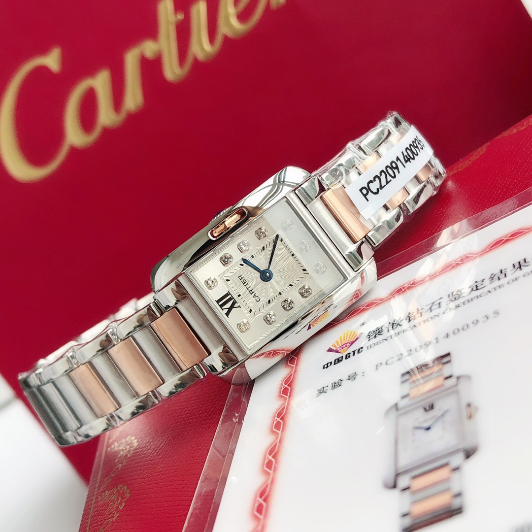 Cartier Tank Anglaise 2025 Classic Edition – Swiss Luxury Watch, 11-Diamond Bezel, Stainless Steel & 18K Gold, Sapphire Crystal, Quartz Movement, 30M Water Resistant, Unisex Timeless Elegance