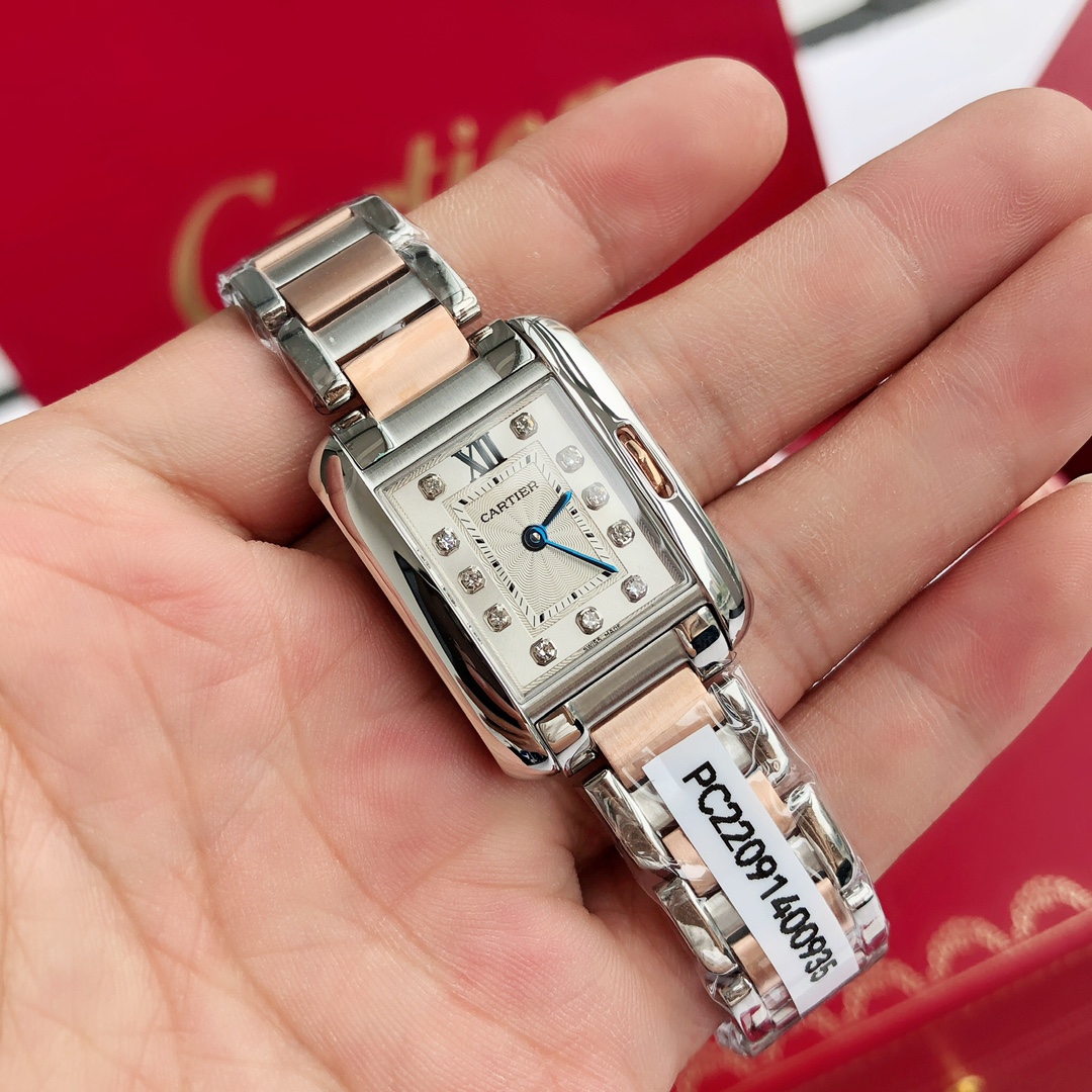 Cartier Tank Anglaise 2025 Classic Edition – Swiss Luxury Watch, 11-Diamond Bezel, Stainless Steel & 18K Gold, Sapphire Crystal, Quartz Movement, 30M Water Resistant, Unisex Timeless Elegance