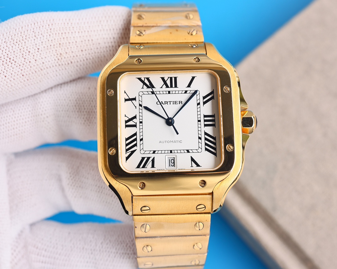 Cartier Santos 2025 White Shell 1250 Chroma+50 Multi-Tone Dial, Ceramic & Steel Hybrid, 100M Waterproof, Limited Edition Luxury Sport Watch