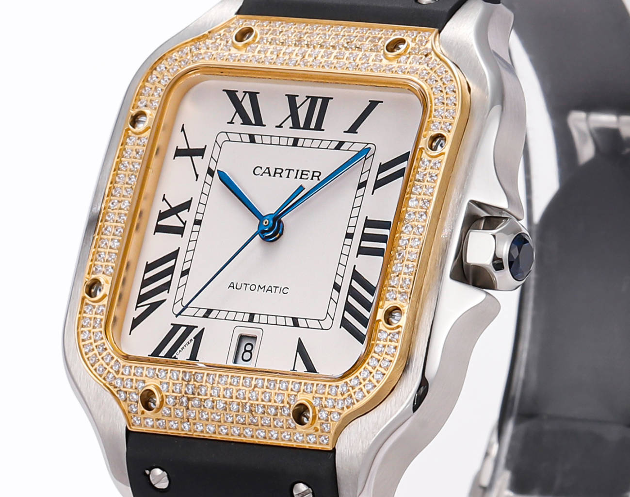 Cartier Santos 2025 Square Sapphire Crystal, 100M Water Resistant, Stainless Steel & Eco-Certified Leather, Iconic Luxury Unisex Watch