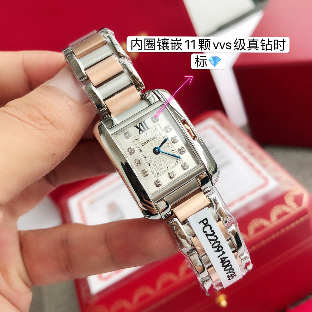 Cartier Tank Anglaise 2025 Classic Edition – Swiss Luxury Watch, 11-Diamond Bezel, Stainless Steel & 18K Gold, Sapphire Crystal, Quartz Movement, 30M Water Resistant, Unisex Timeless Elegance