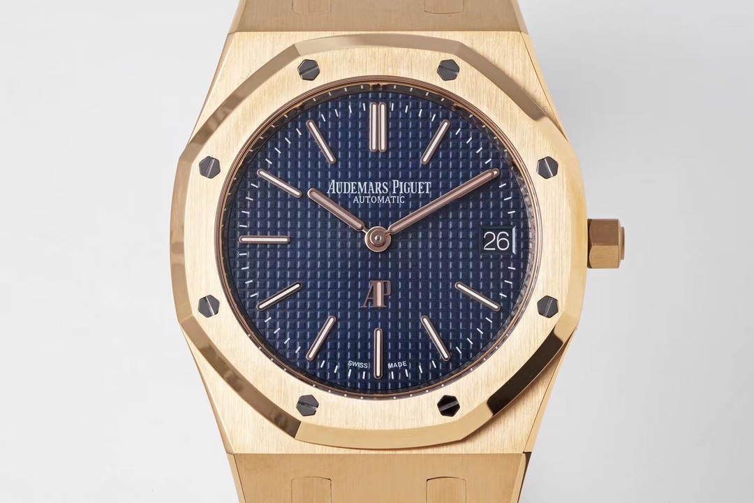 ZF AP Royal Oak 15202OR: 18K Rose Gold Case & Blue Petite Tapisserie Dial