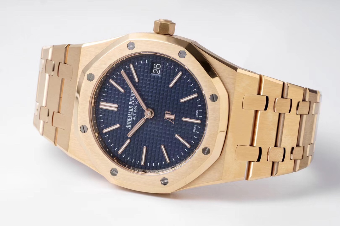 ZF AP Royal Oak 15202OR: 18K Rose Gold Case & Blue Petite Tapisserie Dial