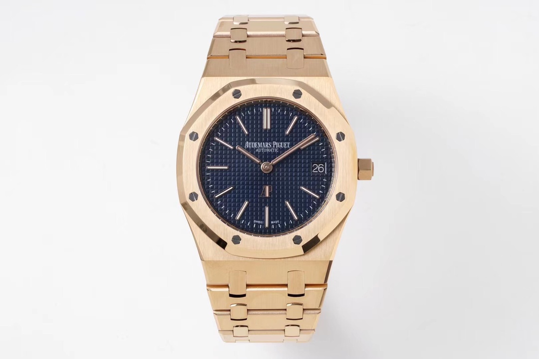 ZF AP Royal Oak 15202OR: 18K Rose Gold Case & Blue Petite Tapisserie Dial