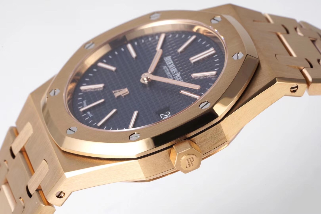 ZF AP Royal Oak 15202OR: 18K Rose Gold Case & Blue Petite Tapisserie Dial