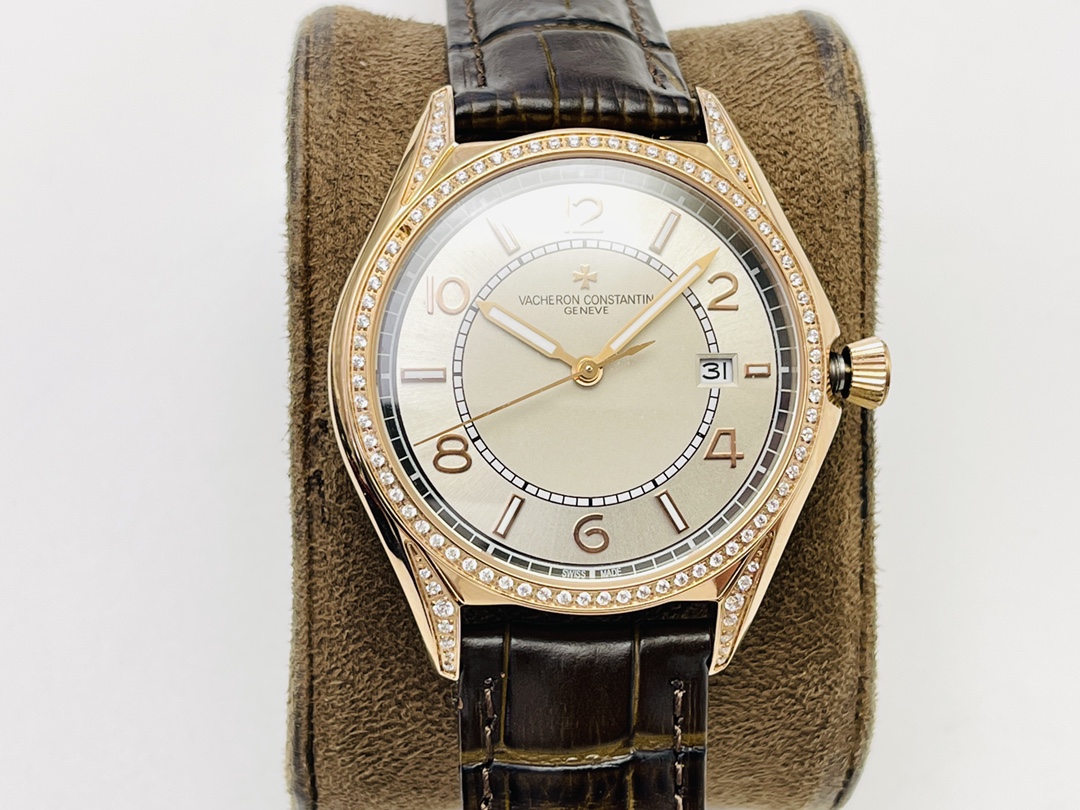Fiftysix Self-Winding Calendar Watch: Geneva Seal Certified | 40mm Steel Case & Alligator Strap