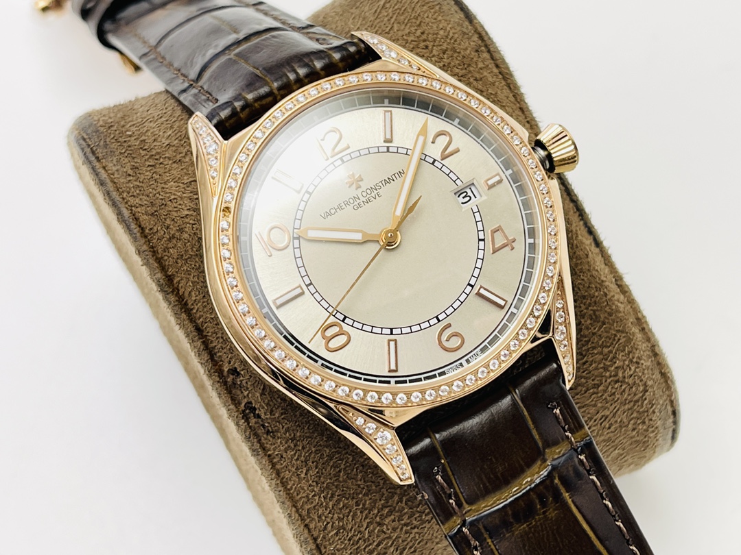 Fiftysix Self-Winding Calendar Watch: Geneva Seal Certified | 40mm Steel Case & Alligator Strap