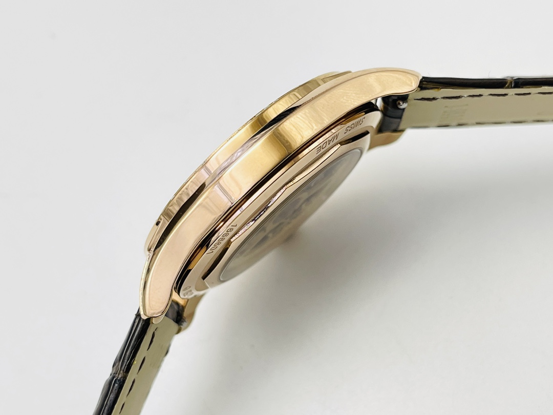 Fiftysix Self-Winding Calendar Watch: Geneva Seal Certified | 40mm Steel Case & Alligator Strap