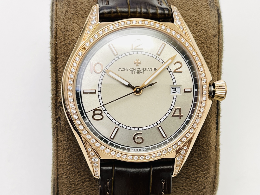 Fiftysix Self-Winding Calendar Watch: Geneva Seal Certified | 40mm Steel Case & Alligator Strap