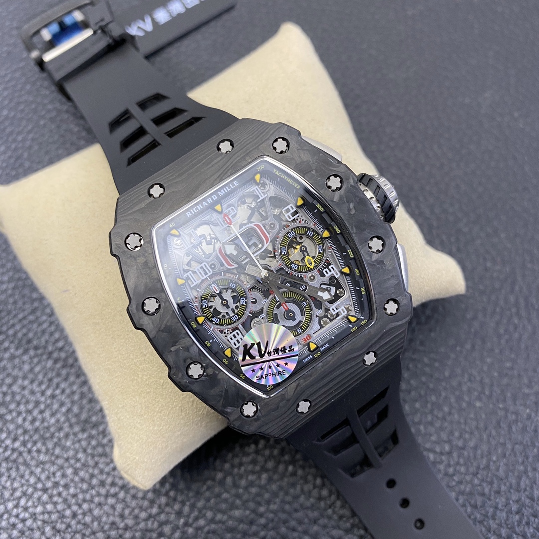 Richard Mille RM11-03 Titanium Case & Red Quartz TPR Strap - Motorsport Inspired Chronograph