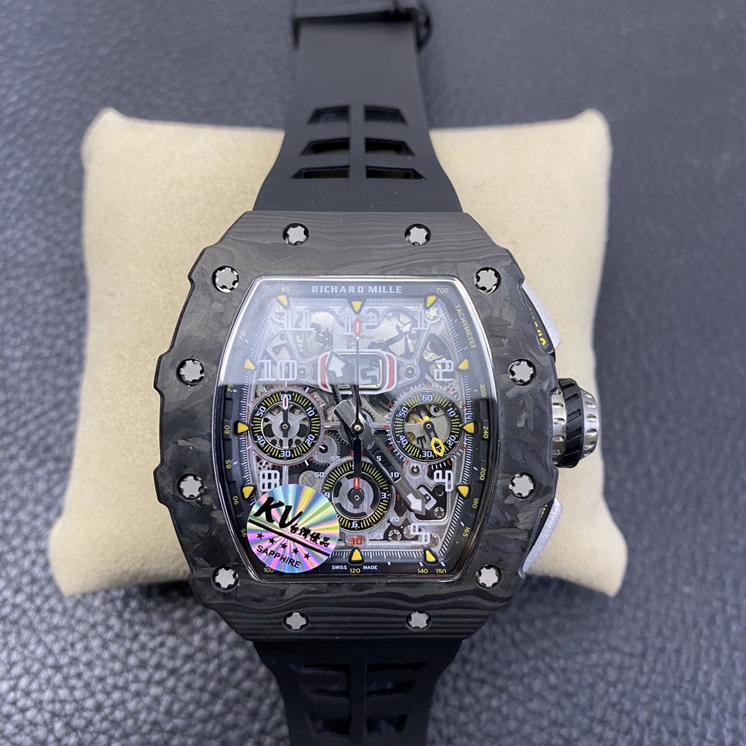 Richard Mille RM11-03 Titanium Case & Red Quartz TPR Strap - Motorsport Inspired Chronograph