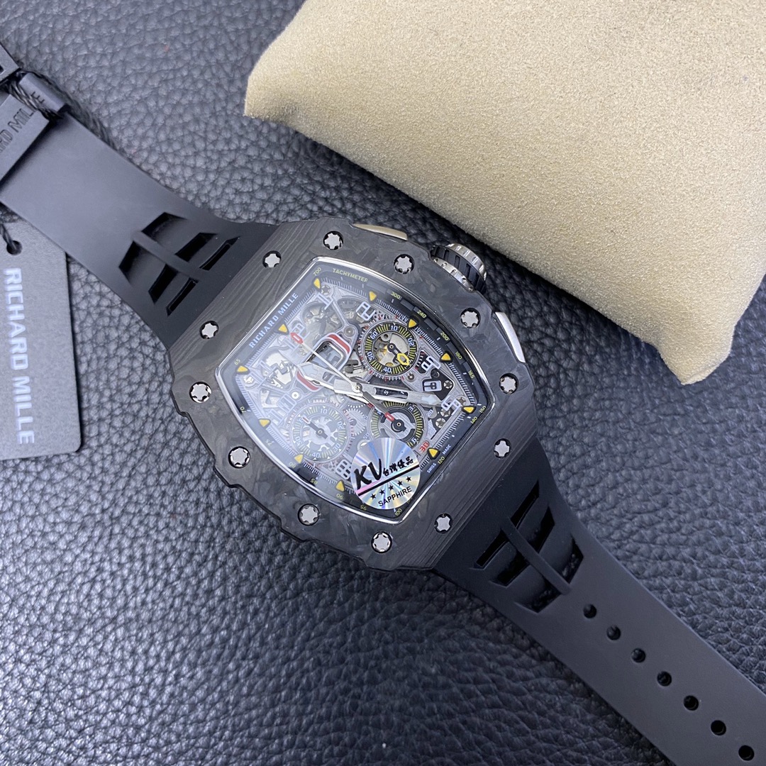 Richard Mille RM11-03 Titanium Case & Red Quartz TPR Strap - Motorsport Inspired Chronograph