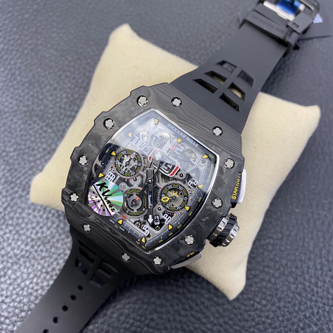Richard Mille RM11-03 Titanium Case & Red Quartz TPR Strap - Motorsport Inspired Chronograph
