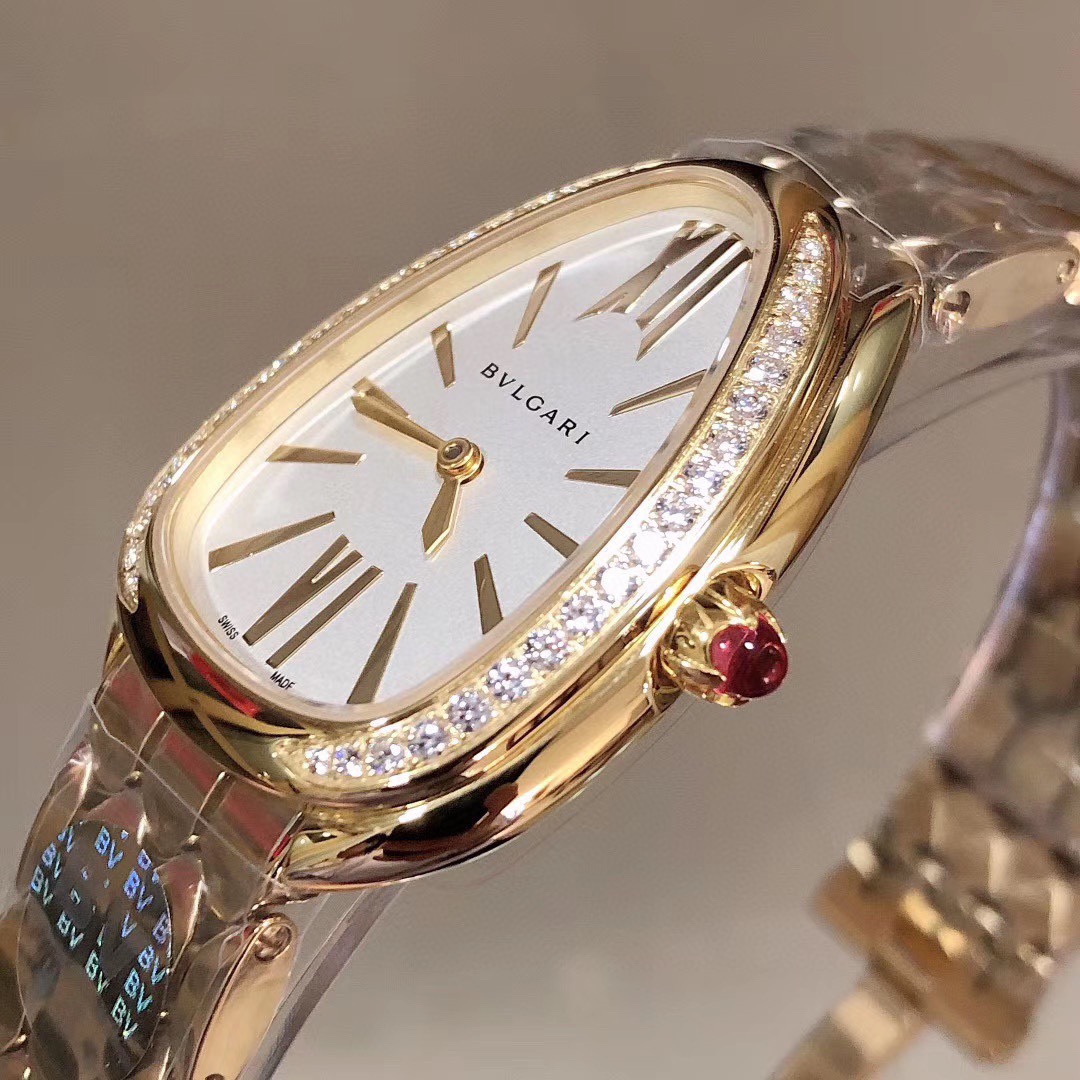 Authentic Bvlgari Serpenti Seduttori Tubogas Watch 18k Gold-Tone Steel Swiss Made