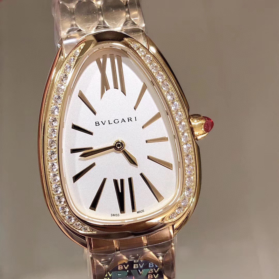 Authentic Bvlgari Serpenti Seduttori Tubogas Watch 18k Gold-Tone Steel Swiss Made